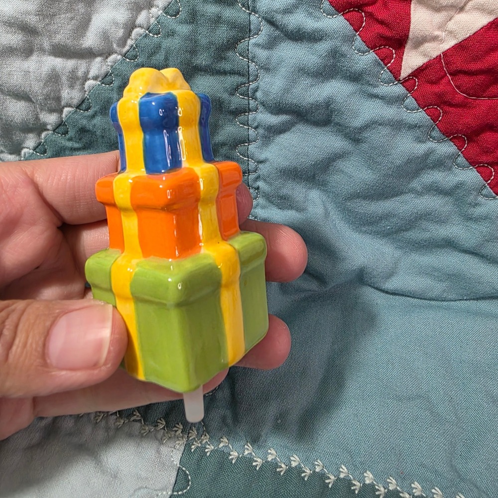 Nora Fleming Stacked Birthday Presents Mini Ceramic Plate Charm